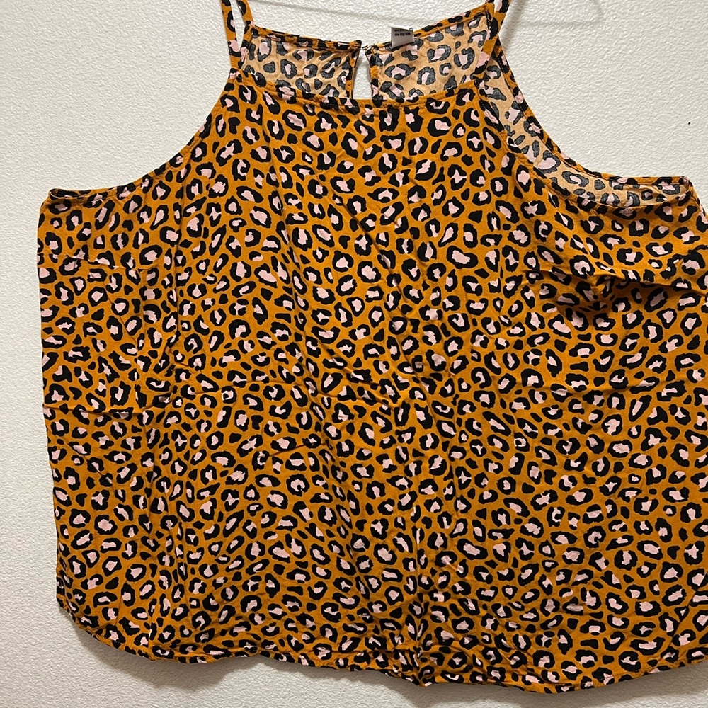 Old Navy Women's Leopard Print Tank Top - Orange and Black